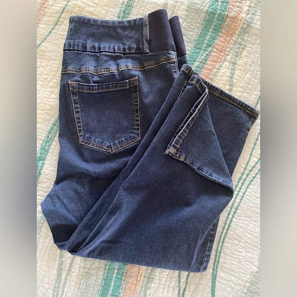 Woman Within Dark Blue Denim Capri Jeans